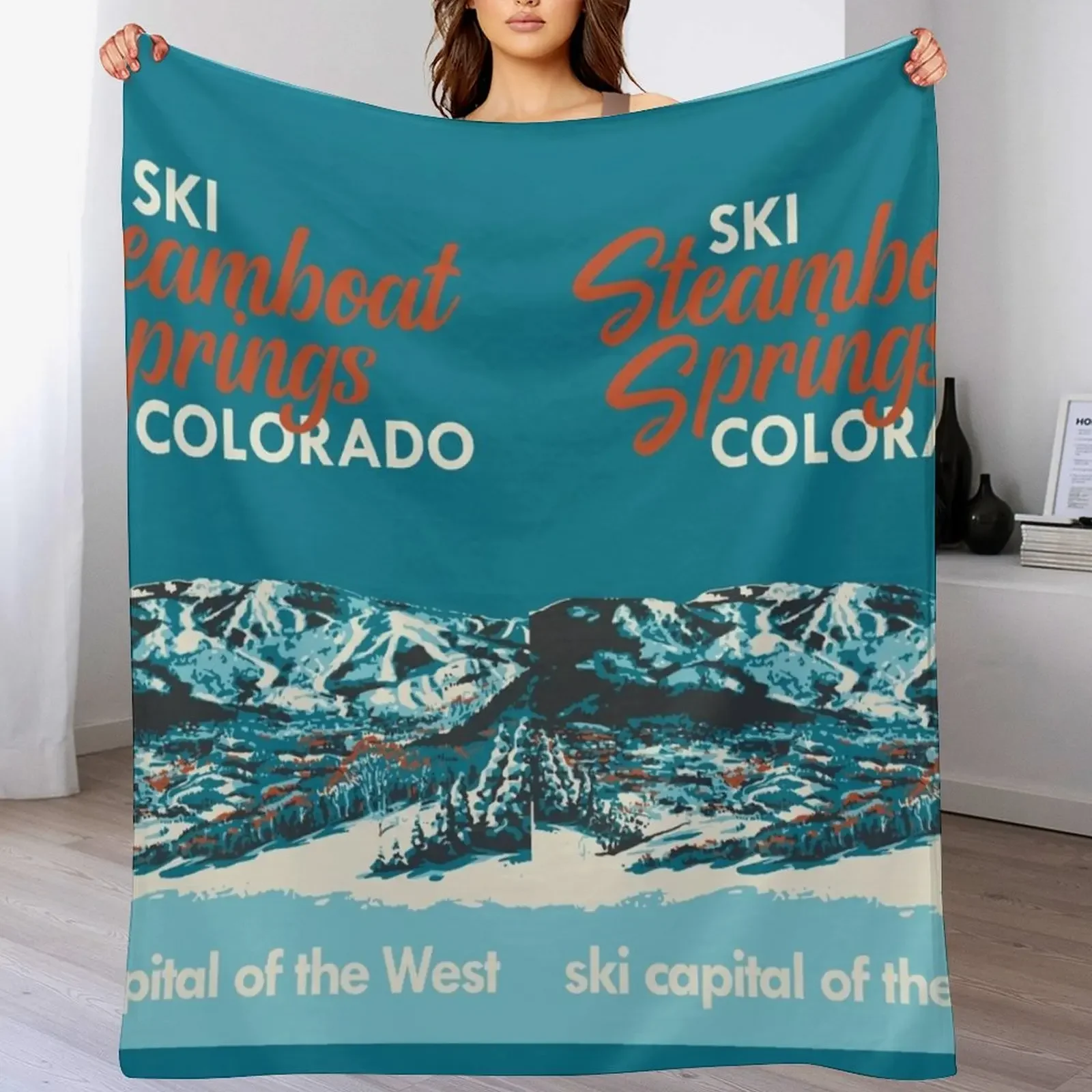 

New Steamboat Springs Vintage Ski Poster Throw Blanket Furry Bed linens Plush Fashion Sofas Blankets