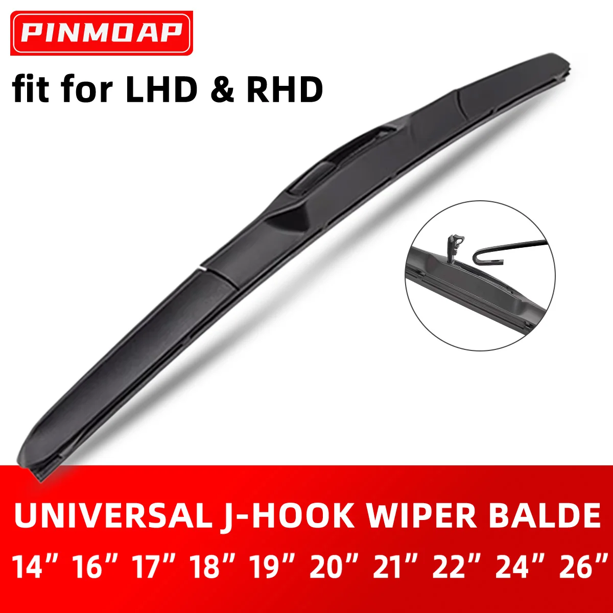 Zubehör für Auto-Windschutzscheiben-Gummi, dreistufige Universal-J/U-Hakenwischerblätter 16 "17" 18 "19" 20 "21" 22 "24" 26 "Windschutzscheibe
