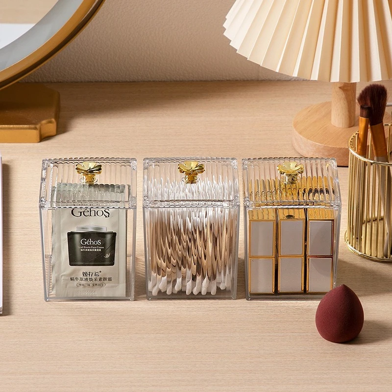 

Clear Dustproof Acrylic Organizer, Desktop Storage Box for Jewelry, Cotton Pads, Swabs & Toothpicks