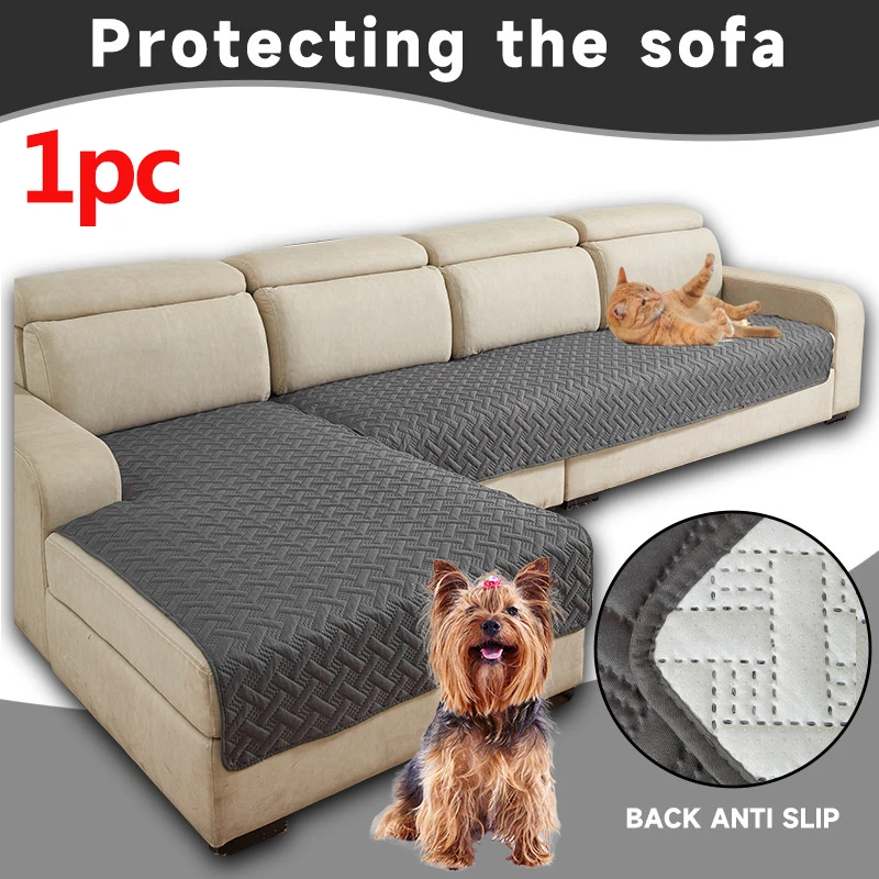 

1Pc Quilted Sofa Seat Cover Non-slip Striped Pattern Couch Slipcovers L-Shape Corner Pet Kids Sofa Towel Mat for Living Room
