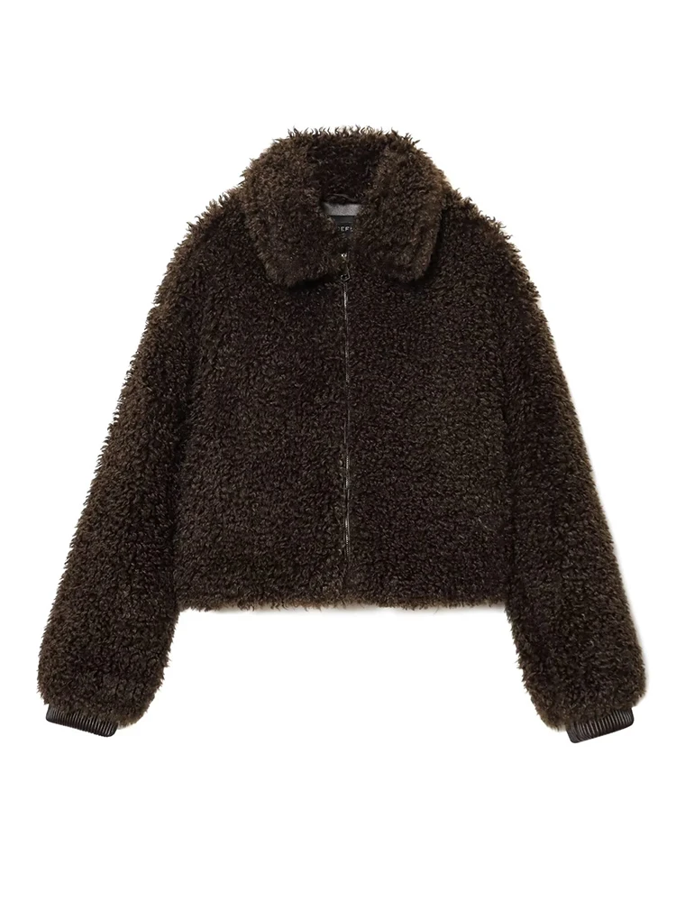 

Женская флисовая куртка, осень-зима 2022, новая короткая куртка на молнии с длинными рукавами и лацканами для отдыха, женское флисовое пальто