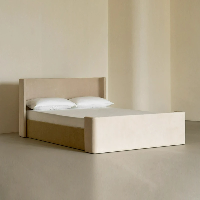 

Fabric modern simple children's bed medium antique solid wood soft bed breathable skin-friendly bed