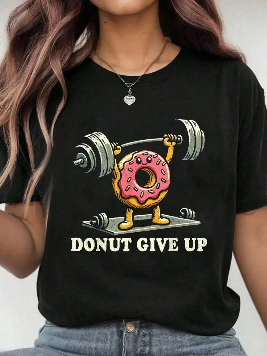 Shirt 100% Cotton Weightlifting - Funny Fitness Work Gym Donut Lover T-Shirt Women's Men's Graphic