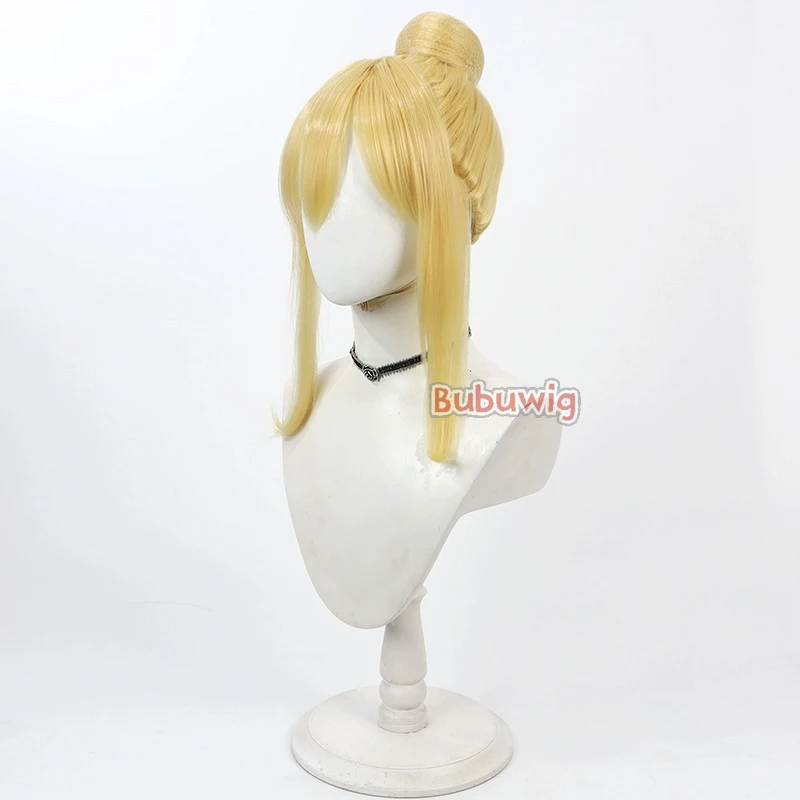 Bubuwig rambut sintetis, Wig Cosplay heartlucy Filia ekor peri, Wig Lucy Heartfilia dengan bodi, pirang pendek, Wig Cos, tahan panas