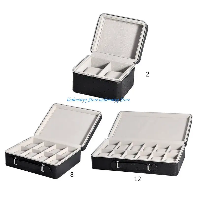 

573B Watch Travel Box with Zip and Soft Felted Interior for Holding Watch Jewelry