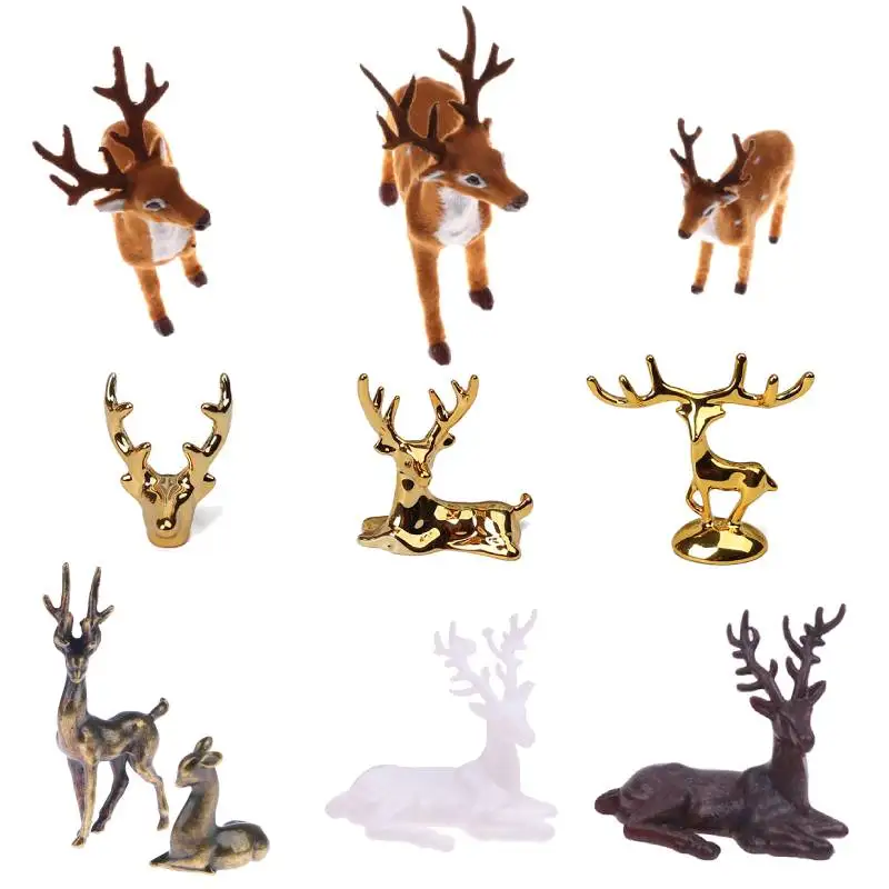 Simulação de natal veado natal elk pelúcia rena decoração de natal jardim de fadas miniaturas adereços ornamento decoração para casa