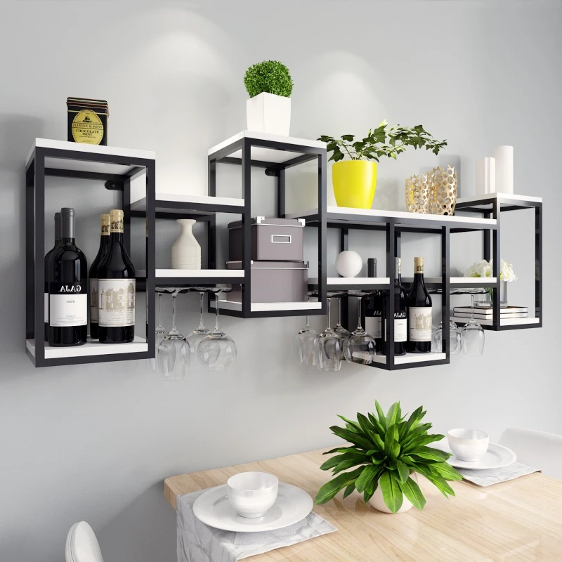 

Light luxury modern wall wine rack wine cabinet restaurant background decoration red wine rack High Quality