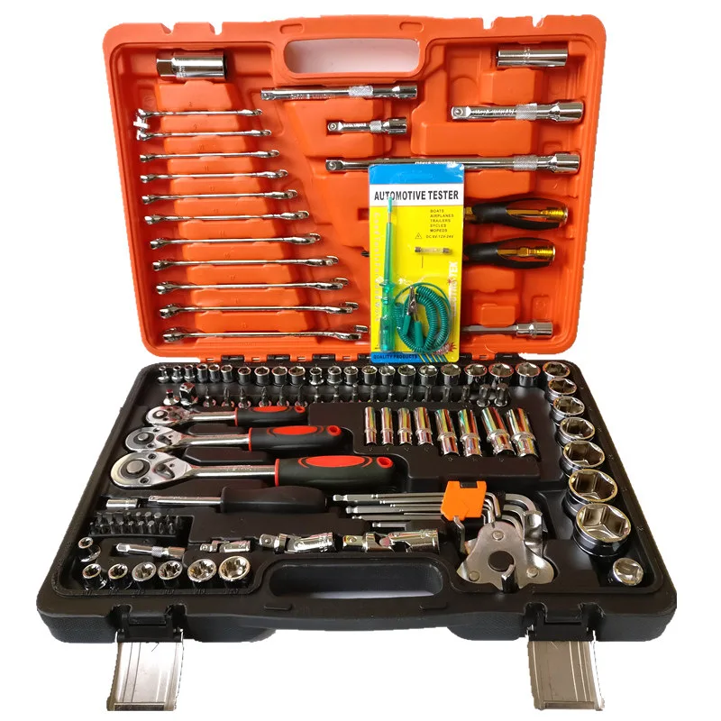 121 Piece 1/2,3/8,1/4 Inch Drive Metric Torque Mechanic Tool Kit Ratchet Universal Socket Wrench Set With Hex Key Set