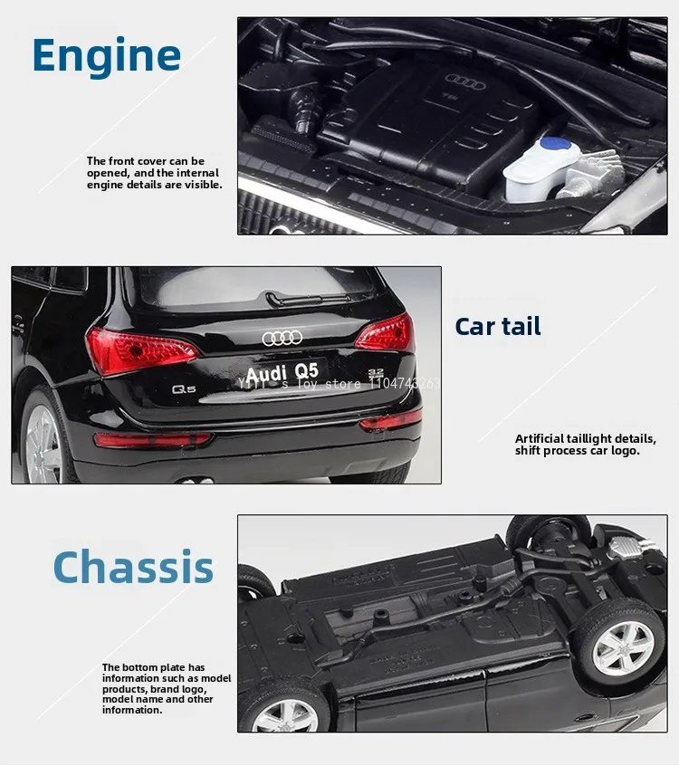 Welly 1/24 Audi Q5 SUV Alloy Car Model Diecast Metal Toy Vehicles Car Model Simulation Collection Childrens Toys Gift L26