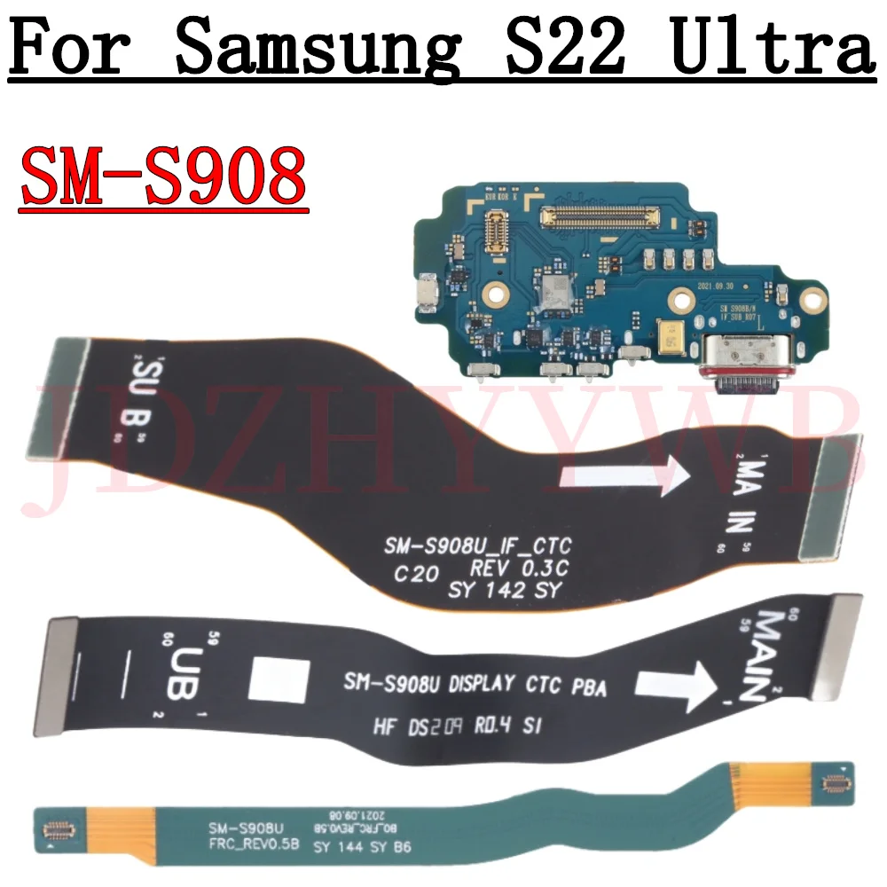 Port ładowania USB, złącze dokujące, płyta ładująca, sygnał, LCD, płyta główna, taśma flex do Samsung Galaxy S22 Ultra S22ultra