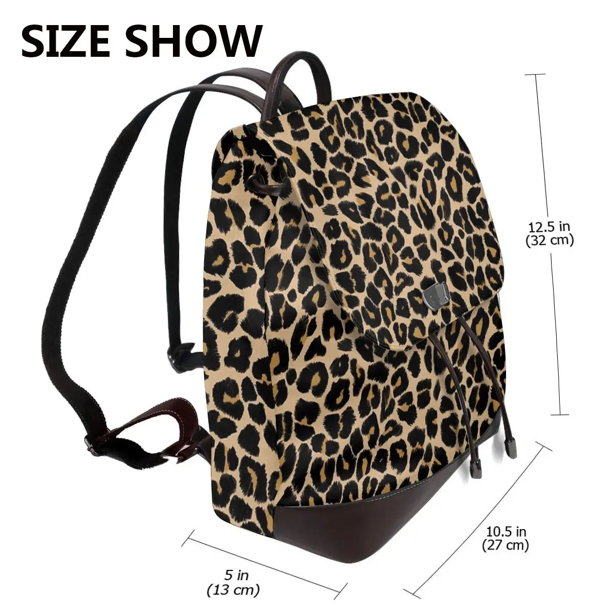 Leopard Print Traditional Colours Bookbag School Student Bags Hiking Travel Daypack for Women Fashion Derma Backpack