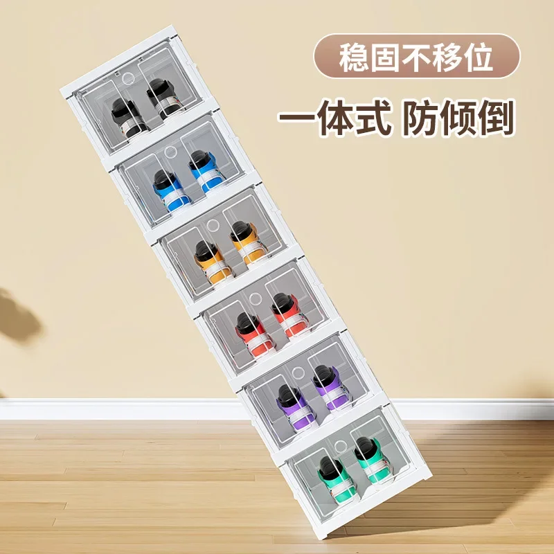 Folding Shoes Rack Multi-Layer Space Saving Doorway Shoe Cabinet Storage Plastic Balcony Installation Free Foldable Simple Box