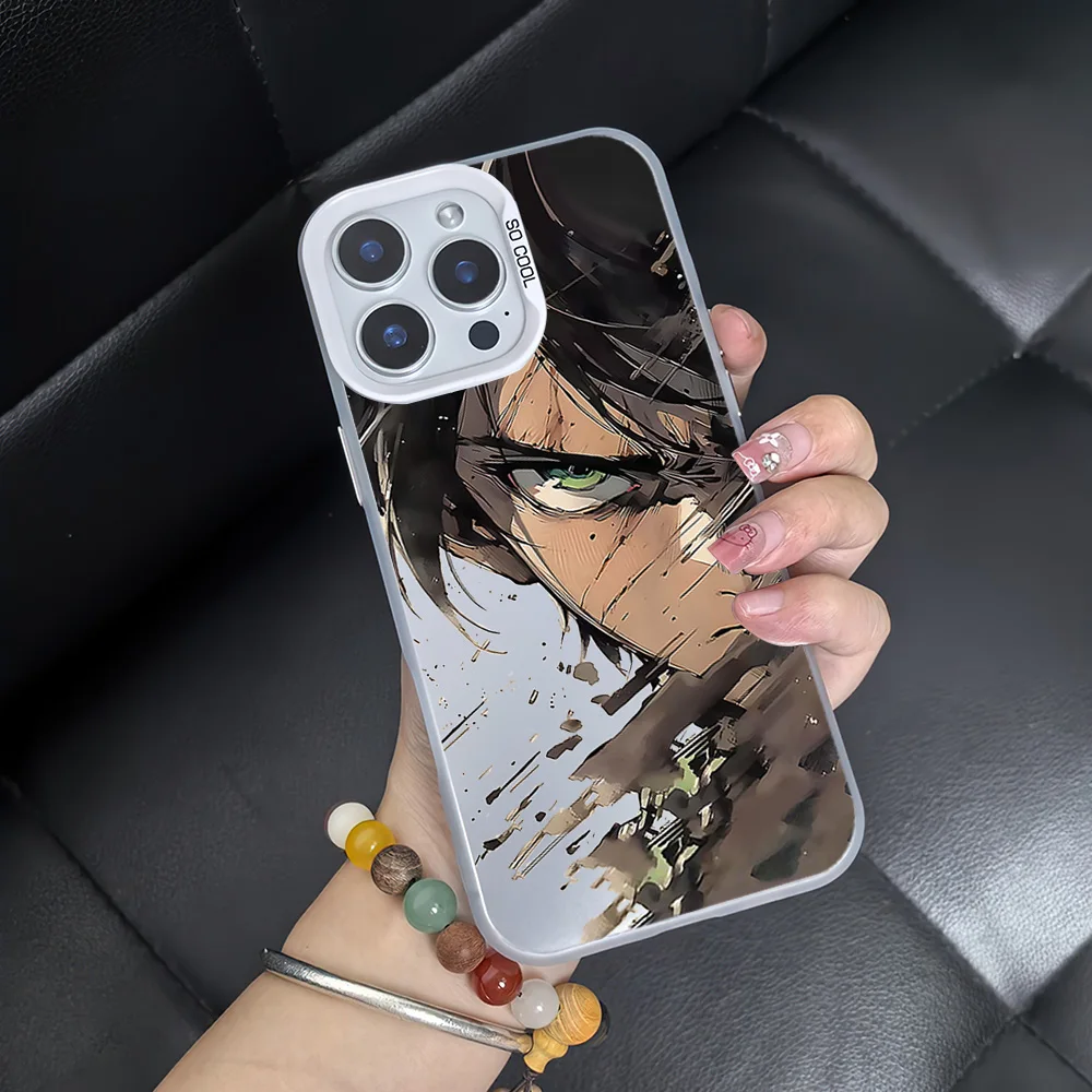 A-Attack On Titan E-Eren Yeager Phone Case for iPhone 12 11 13 14 15 16 Max Pro Plus Laser Cover IMD