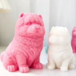 Sitting Chow Dog Candle Soap Silicone Mold 3D Dog Cold Drink Ice Grid Chocolate Mousse Cake Decoration Mold