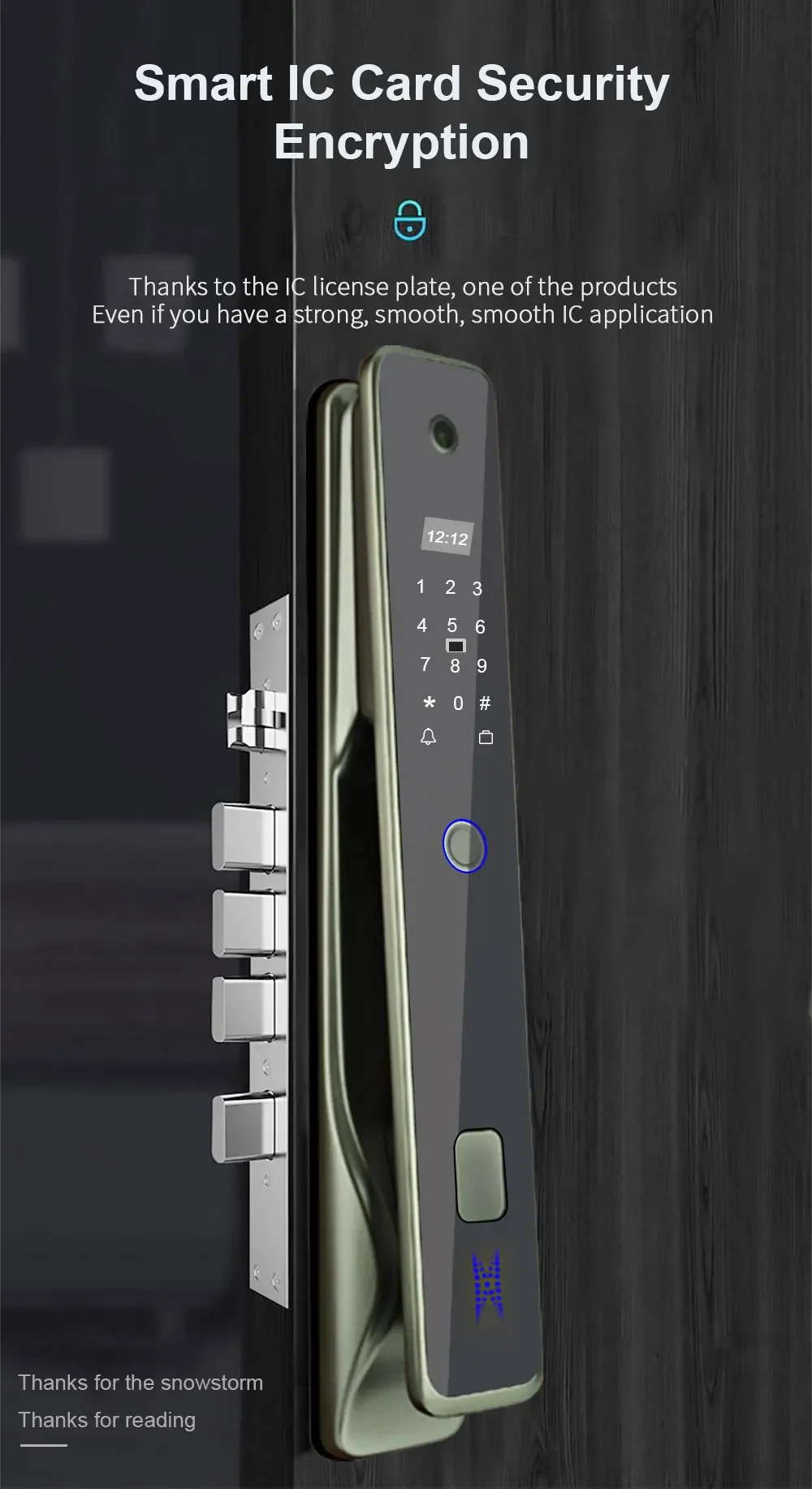 Alumínio Fingerprint Sliding Glass Door Lock, Tuya WiFi, Smart Card