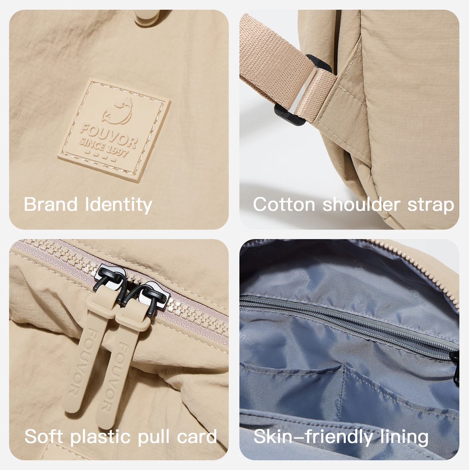 Fouvor المرأة حقيبة ظهر صغيرة 2025 الاتجاه موضة عادية حقيبة ظهر رياضية نايلون مقاوم للماء حقائب مدرسية حقائب نسائية سوداء 3071-16