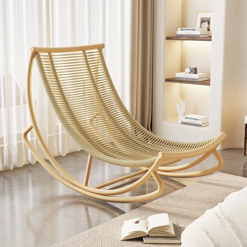 Leisure Lazy Style Metal Rocking Chair Can Be Used As A Lazy Sofa Home Living Room Balcony Nap Leisure Single Rope Rocking Chair