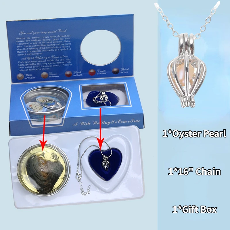 Kit de Fabricación de Joyería con Collar de Perlas de Ostra, Juego de Perlas Cultivadas Fáciles de Usar, Perlas del Amor, Regalo Perfecto para el Día de San Valentín