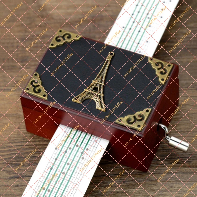 15/30 Note Hand-Cranked Paper Strip Music Box, Vintage Wooden DIY Melody Maker, Creative  Craft  Gift - view 5