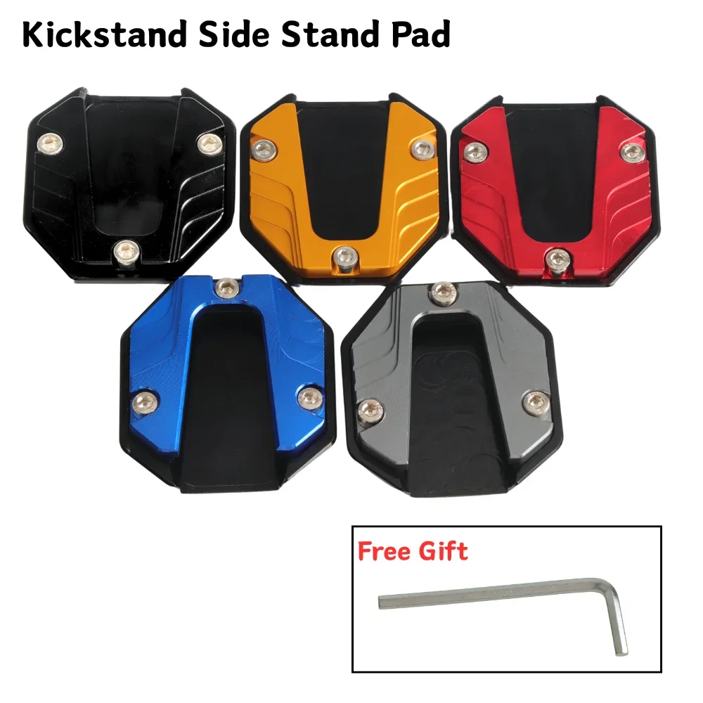 Motorbike Upgraded Aluminum Alloy Side Stand Plate, Sturdy Widened Auxiliary Kick Support Block, Anti‑Skid Footrest Edge