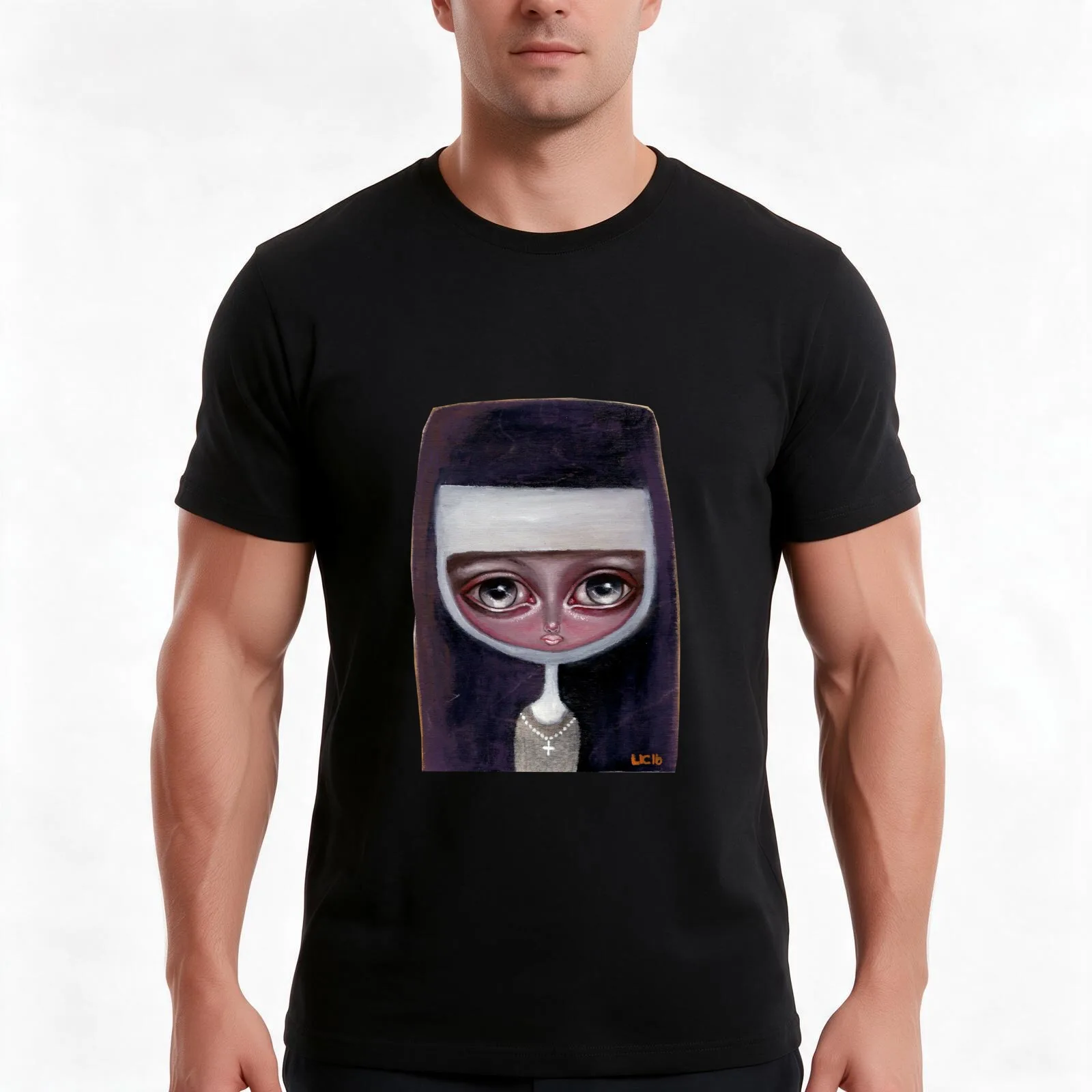 nun clear background T-Shirt Summer Casual Cotton Tee Oversized Streetwear Tops Vintage Graphic Print Loose Fit Short Sleeve