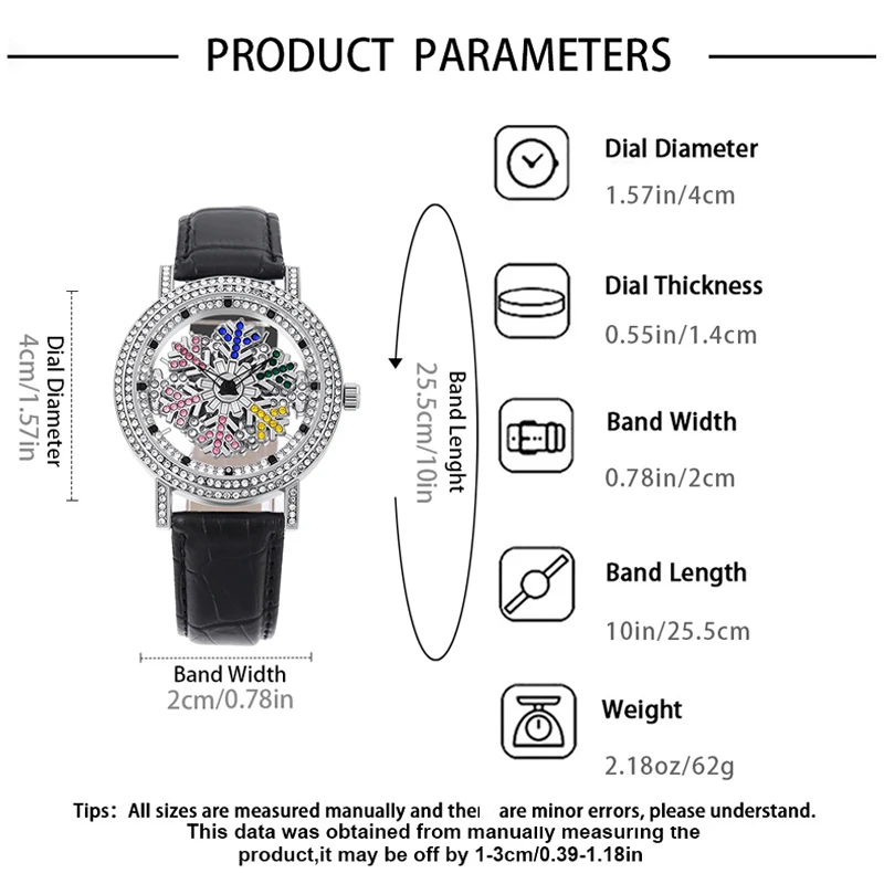 新しいレディースウォッチ - エレガントでファッショナブル、そしてトレンディ - 回転する雪の結晶文字盤、ブラックフライデー/ダブル11に彼女へのサプライズギフト