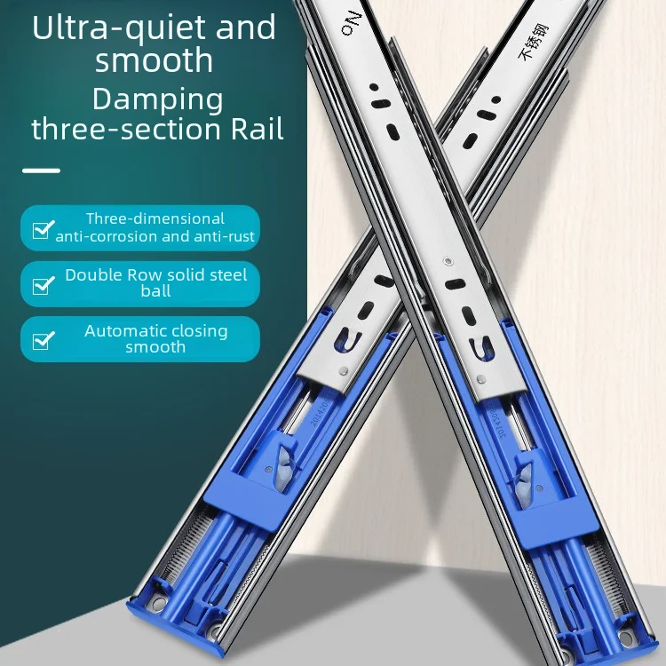 Thickened Drawer Three-track Buffer Track Slider Computer Desk Keyboard Stand Two-track Guide Rail Cabinet Sliding Track