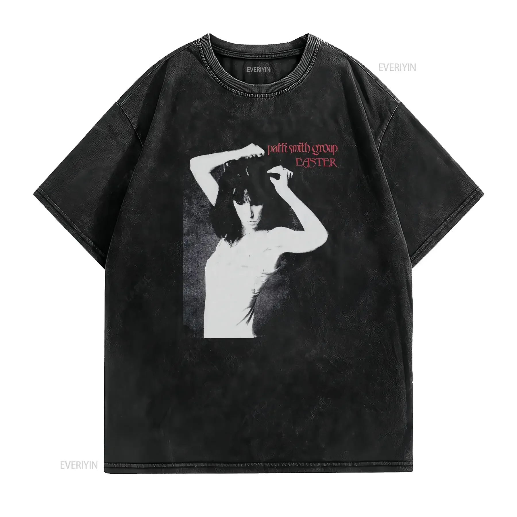 Vintage 1980s Patti Smith Group T shirt Music For  vintage Washed fashion streetwear Versatile Comfortable homme Stretched