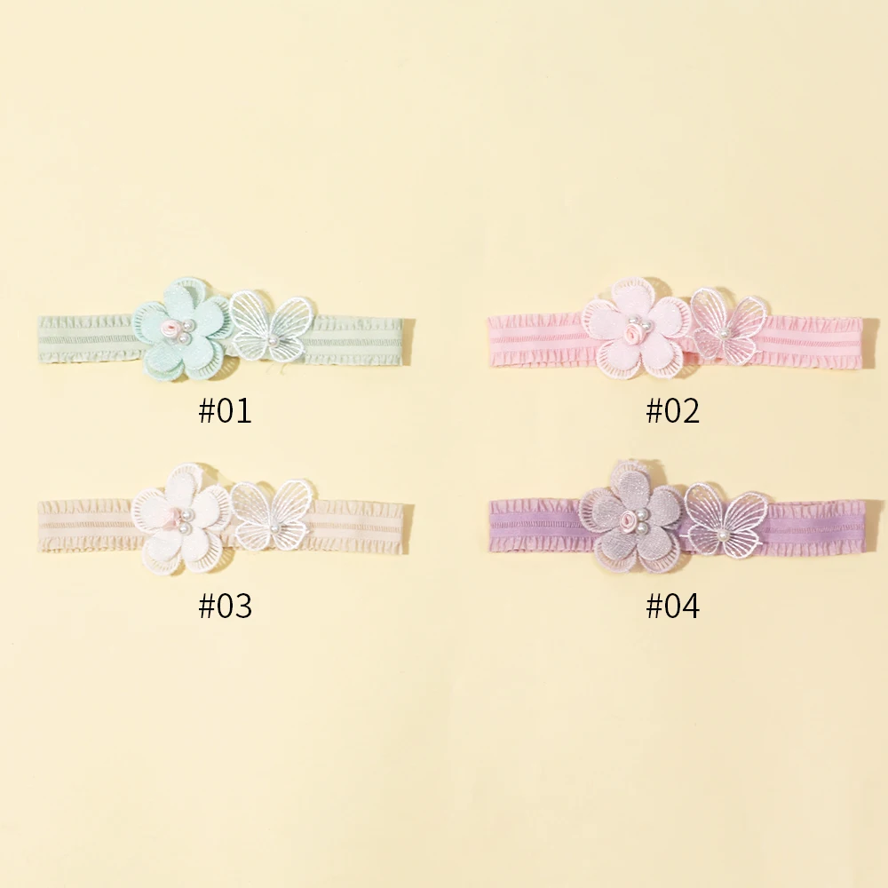 Baby Headband Solid Flower Butterfly Pearl Hair Bands Soft Elastic Kids Headwrap Hair Accessories for Baby Girls Newborn Infant