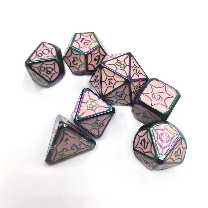 7Pcs Set Foreign Trade Explosion Metal Galaxy Dice Board Game Accessories Digital Dice