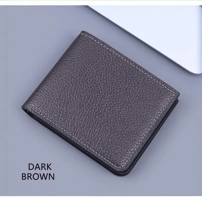 Retro Minimalistisches PU-Leder Herren-Portemonnaie Schwarz Kaffee Große Kapazität Mehrere Taschen Zweifach Faltbarer Ausweishalter für Männer und Frauen – Detail 11