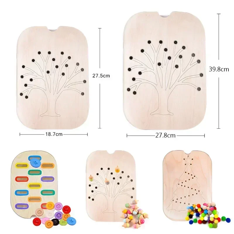 เด็ก Montessori Sensory ถาดเกมกระดานไม้ต้นคริสต์มาส Acorn Color Sorter การศึกษาการฝึกอบรมของเล่นเพื่อการศึกษา