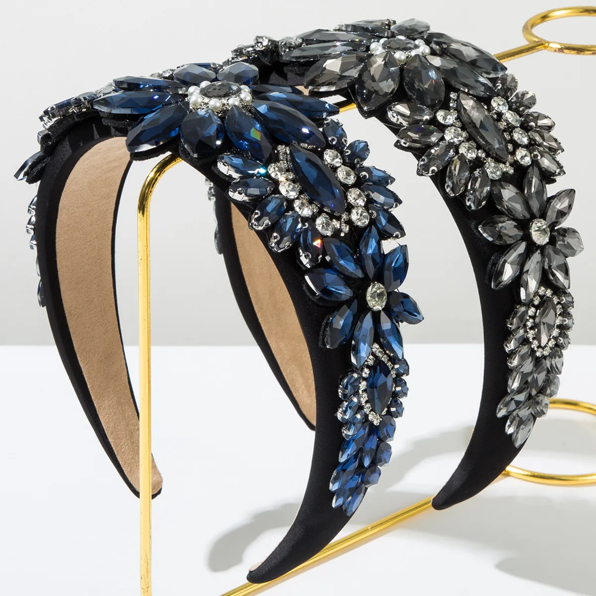 Baroque Heavy Industry Hair Accessories Super Flash Crystal Flower Glass Drill Bit Hoop Women's Fashion Retro Sponge Hair Access