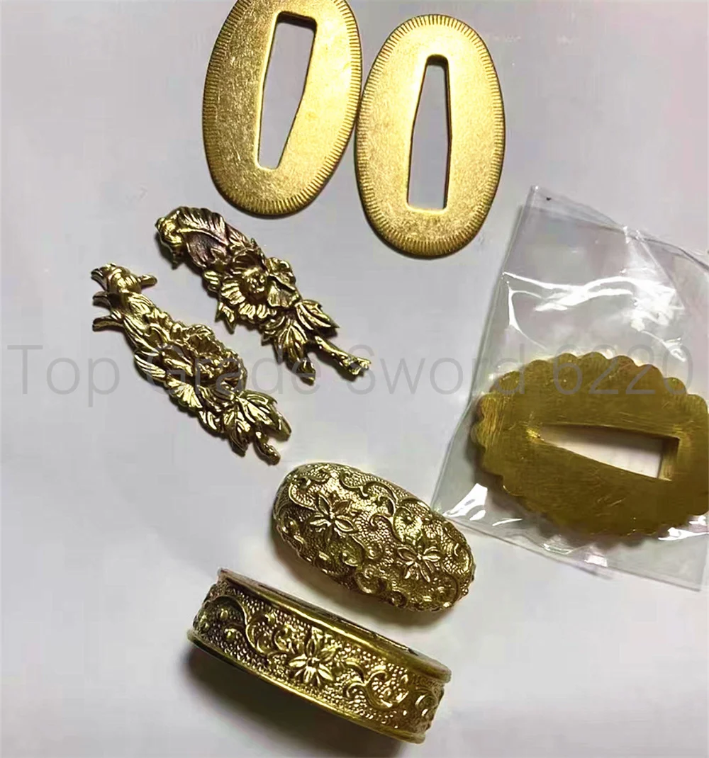 

A Set Unique Brass Handguard Tsuba Guard Kashira Fuchi Menuki Brass Seppa For Japanese Real Japan Samurai Katana Sword Fittings