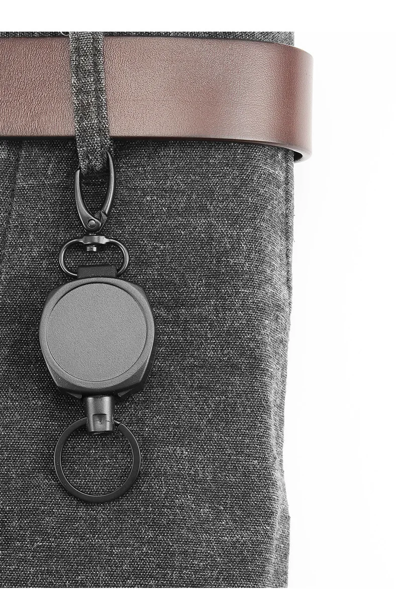Outdoor Round Metal Retractable Keychain With Olive Snap Hook, Anti-Lost Anti-Theft Retractable Pull Cord Key Reel
