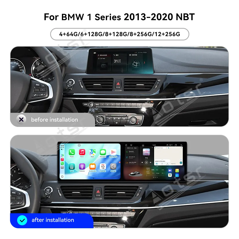 Dual 9.1 Inch Android 15 CarPlay Radio For BMW 1 Series 2013-2020 NBT HD Touch Screen Multimedia Player Car GPS Navi Head  Unit
