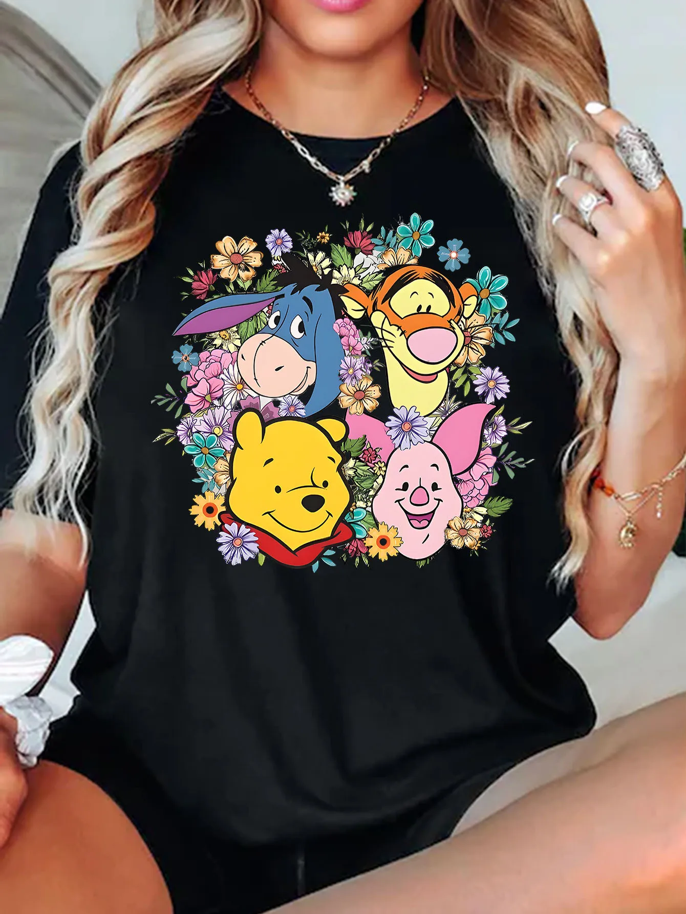 

Классический принт персонажей Disney Xiaoneng Winnie and Friends, хлопковая футболка с коротким рукавом, летняя модная спортивная одежда