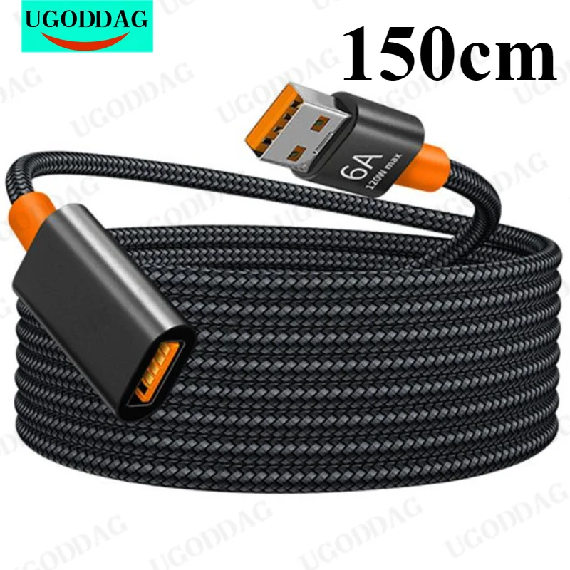 150cm Nylon Braided Extension Cable Lossless Extended Transmission USB 3.0 Male To Female Data Cable For PC TV