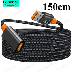 150cm Nylon Braided Extension Cable Lossless Extended Transmission USB 3.0 Male To Female Data Cable For PC TV