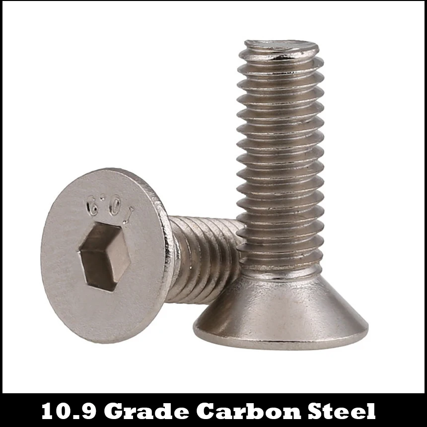 

M1.6 M1.6*3/4/5/6/8/10/12 10.9 Grade Nickel Plated Carbon Steel DIN7991 Flat Countersunk Head Hex Hexagon Socket Screw