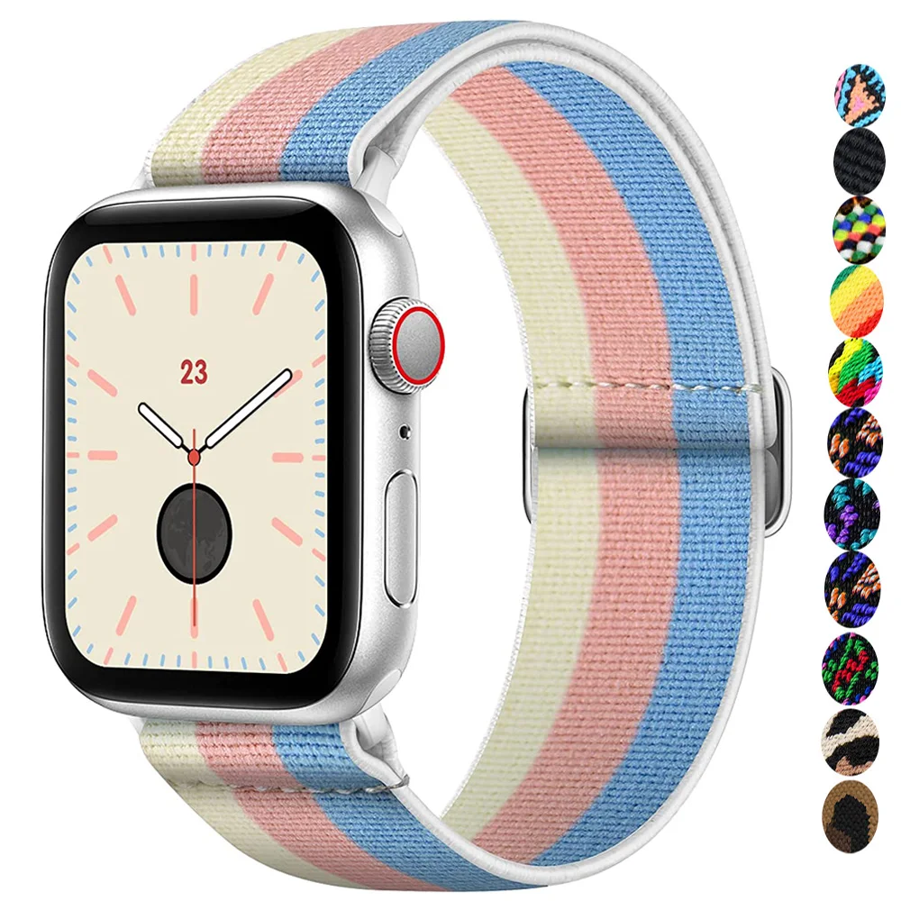 Elastic Nylon Strap For Apple Watch Band 44mm 40mm 42mm 49mm Adjustable Bracelet iWatch Series ultra 2 6 SE 5 3 7 8 9 45mm 41mm