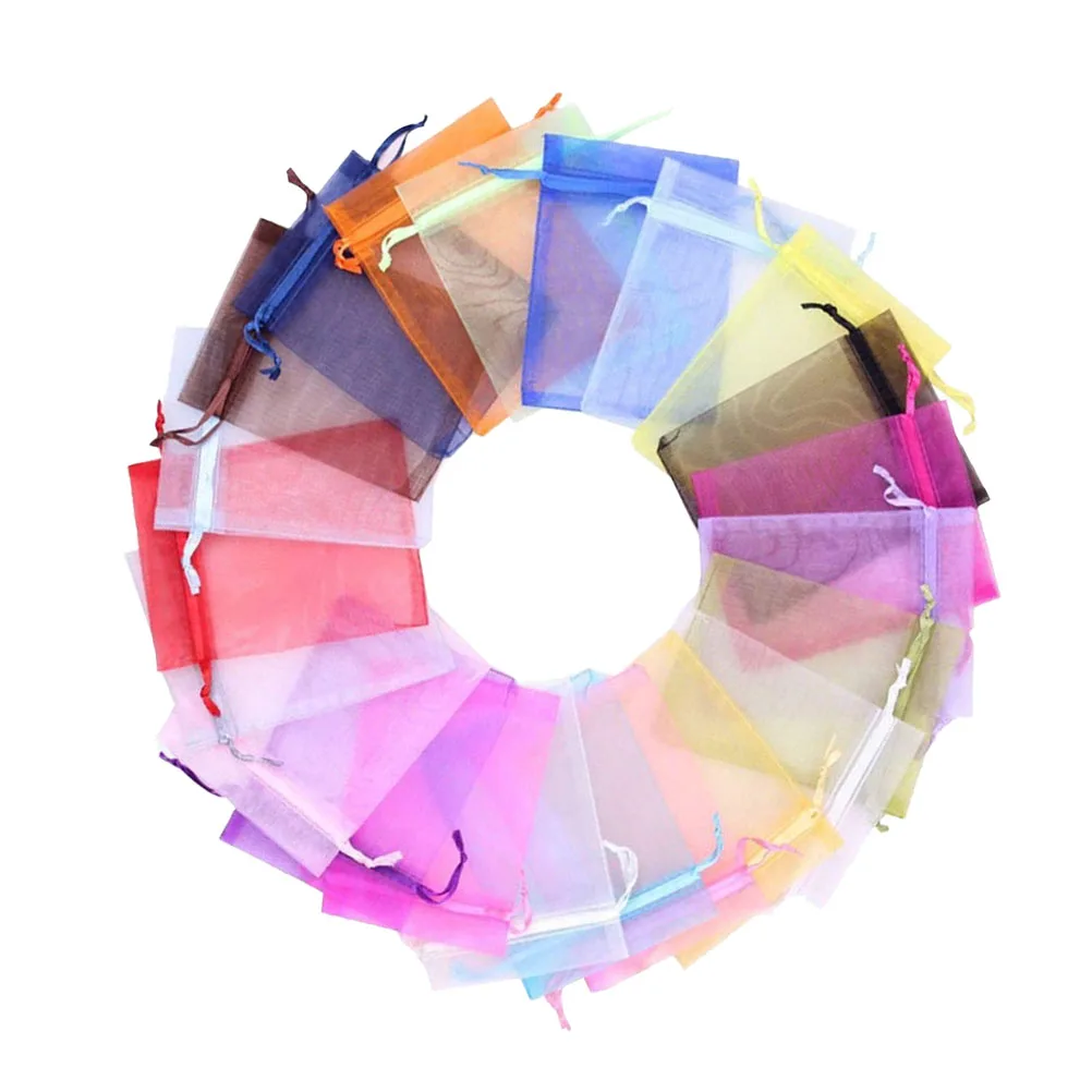 

100pcs Organza Drawstring Bags Premium Quality Small Mesh Favor Wedding Birthday Party Candy Storage Gauze Bags Gift