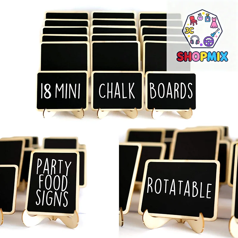 10PCS Mini Chalkboard Signs With Easel Wedding, Birthday Parties, Message Board Signs And Event Decor Wooden Place Cards
