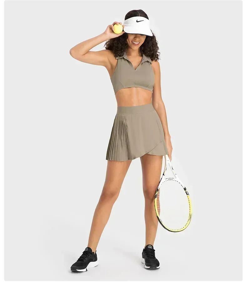 Lemon-falda de tenis deportiva para mujer, pantalón corto plisado de Golf con forro, mallas de gimnasio para trotar al aire libre, ocio, Fitness