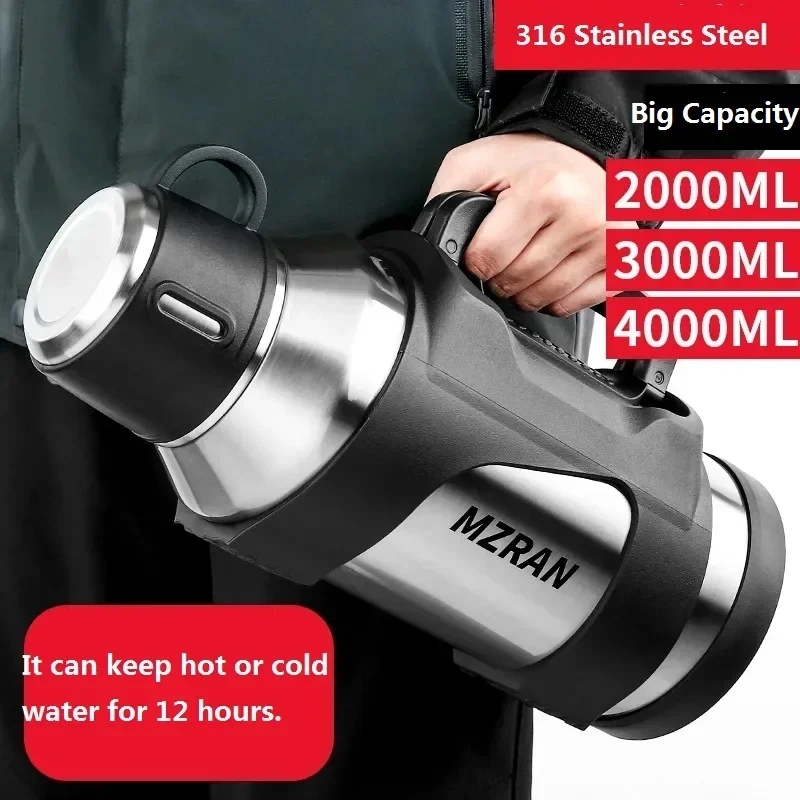 

316 Stainless Steel Big Capacity Thermos Bottle 2L /3L Outdoor Travel Coffee Mugs Thermal Vaccum Water Bottle Thermal Mug