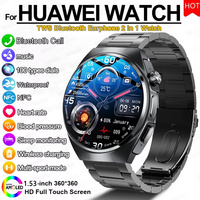 New For HUAWEI 2 in 1 TWS Earphone Smart Watch Men NFC Heart Rate Monitoring Health Fitness Sports WWaterproof Music Smartwatch