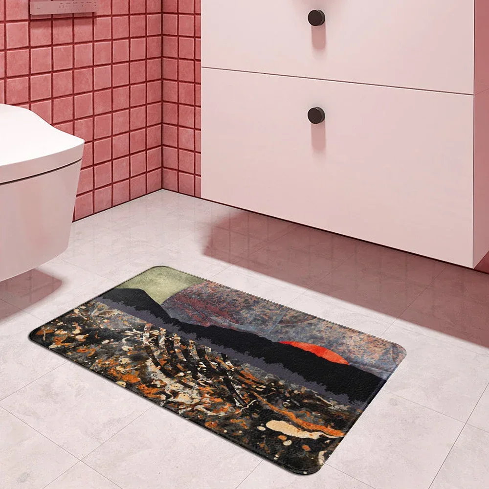 Marble Texture Map Bathroom Set Door Mat Non-slip Absorbent Bathroom Floor Mat Rugs and Carpets for Home Living Room Bath Mat