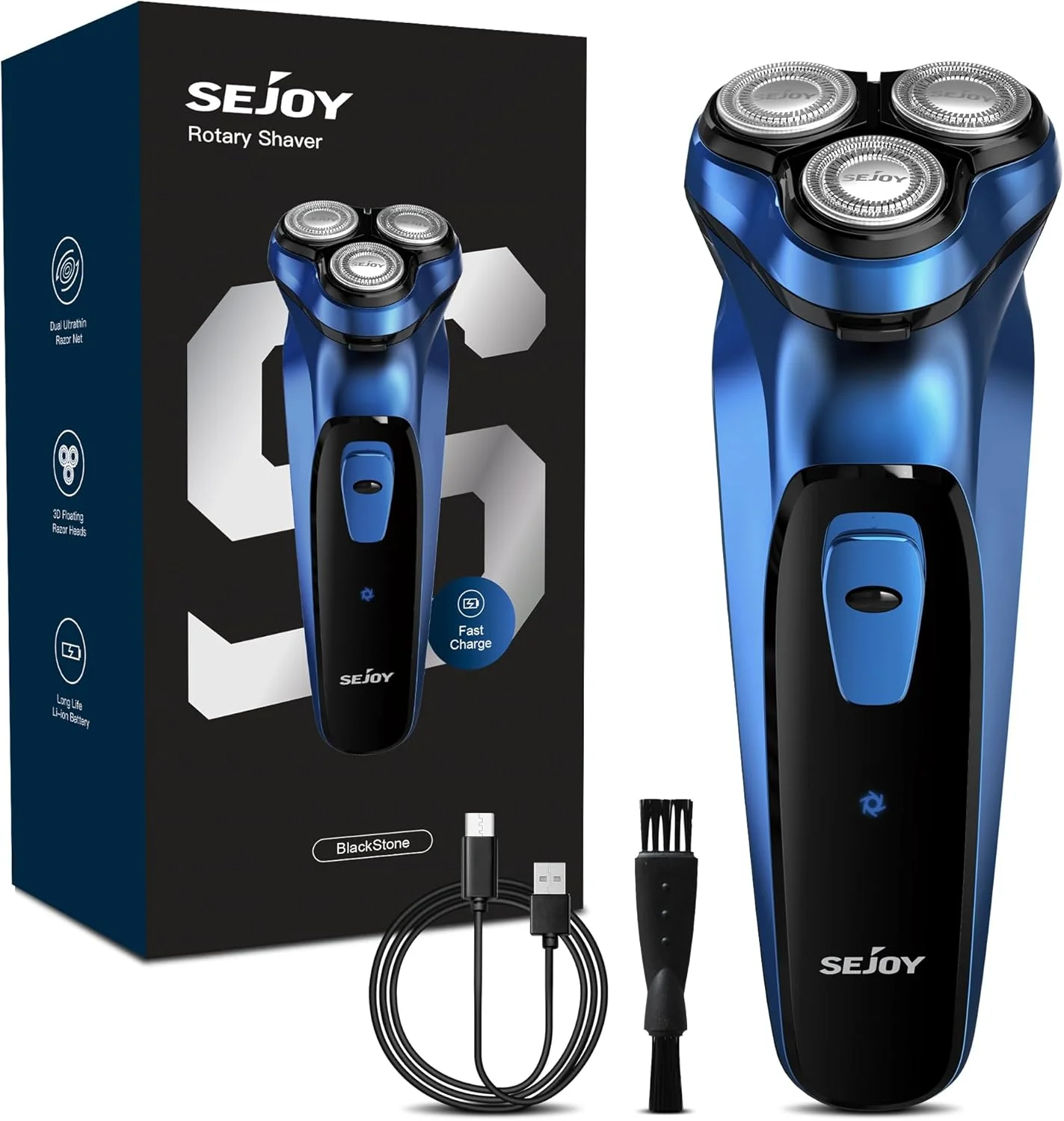 SEJOY Rechargeable Wet & Dry Use Electric Shaver Pop-up Hair Trimmer Rotary Shaving Machine Razor