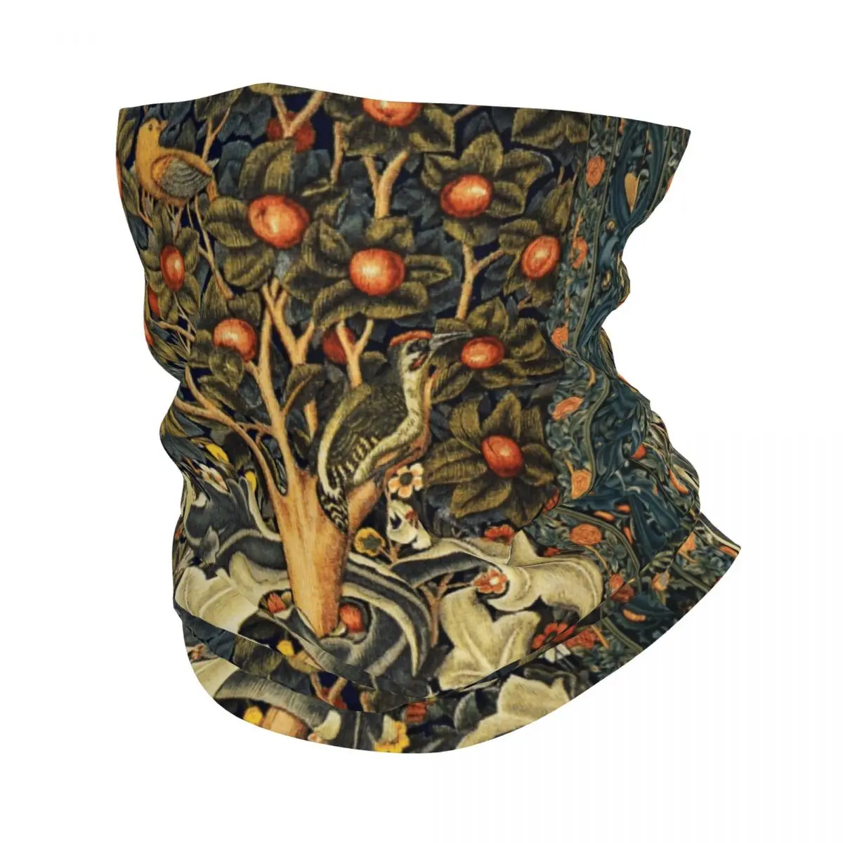 William Morris Woodpecker In Fruit Tree Bandana Neck Gaiter UV Protection Face Scarf Cover Birds Floral Headwear Tube Balaclava