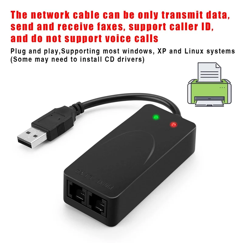 AK51-USB Fax Modem Doppia Porta USB2.0 56K V.92 V.90 Modem Esterno Driver Per Win 7 8 10 XP Ricevi Invia Fax Sul Computer